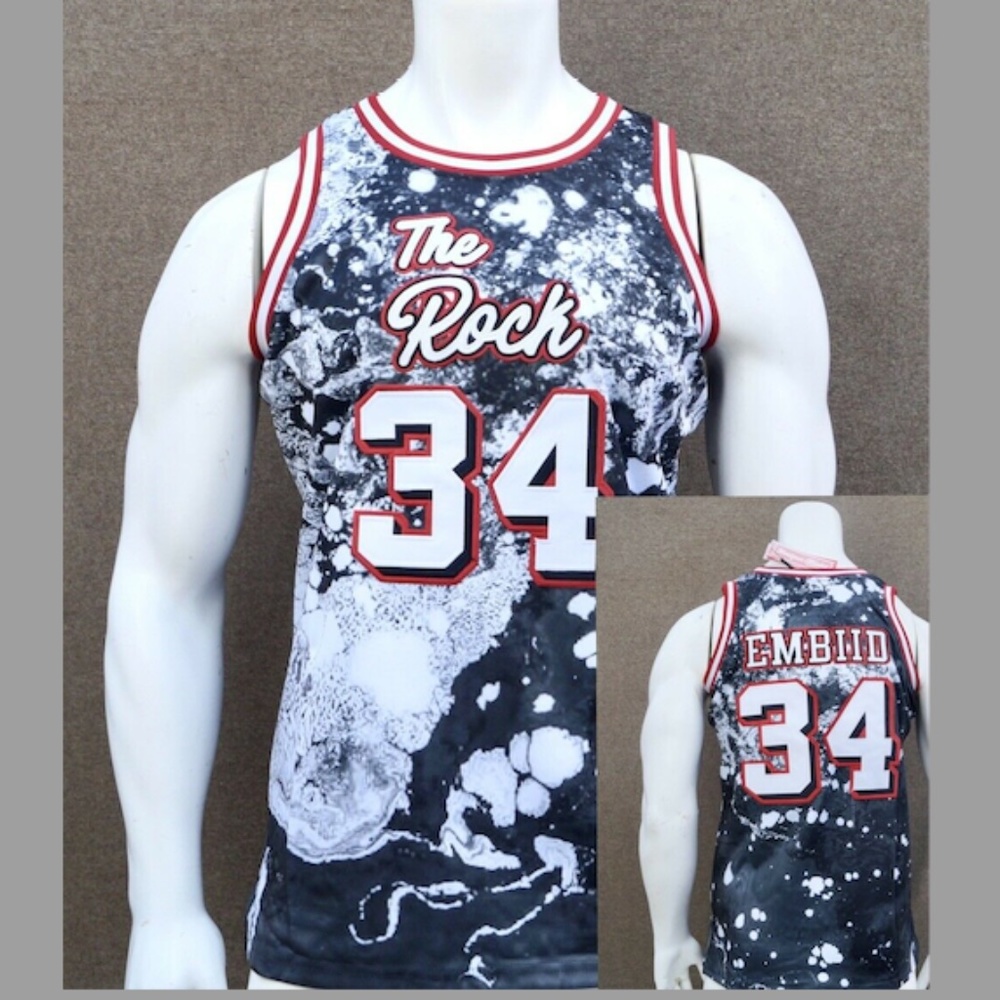 NEW Joel Embid Black Men's Headgear Classics Embroidered Jersey